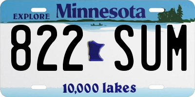 MN license plate 822SUM