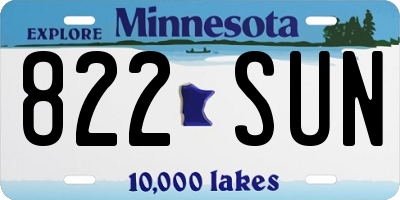 MN license plate 822SUN