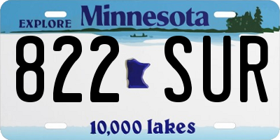 MN license plate 822SUR