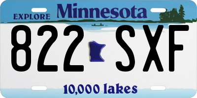 MN license plate 822SXF