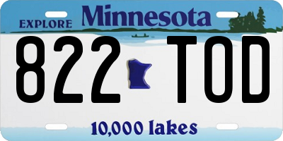 MN license plate 822TOD