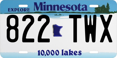 MN license plate 822TWX