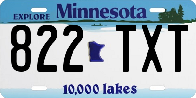 MN license plate 822TXT
