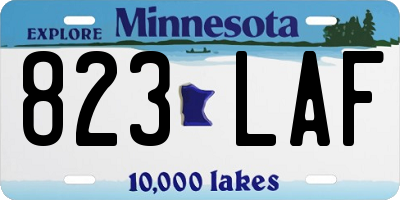 MN license plate 823LAF