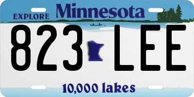 MN license plate 823LEE