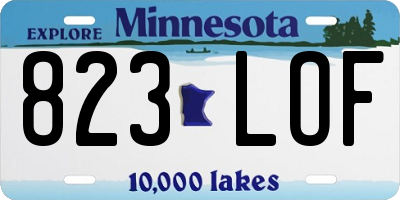 MN license plate 823LOF