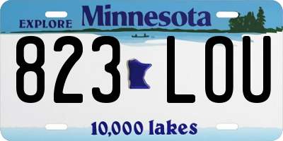 MN license plate 823LOU