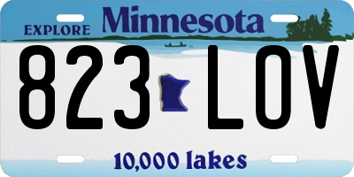 MN license plate 823LOV