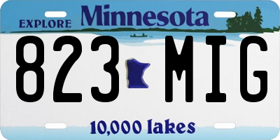 MN license plate 823MIG