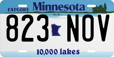 MN license plate 823NOV