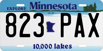 MN license plate 823PAX