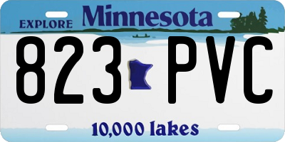 MN license plate 823PVC