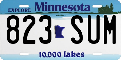 MN license plate 823SUM