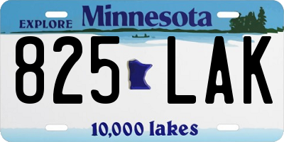 MN license plate 825LAK