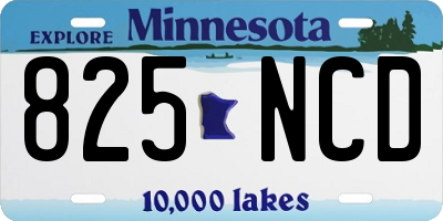 MN license plate 825NCD