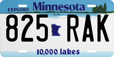 MN license plate 825RAK