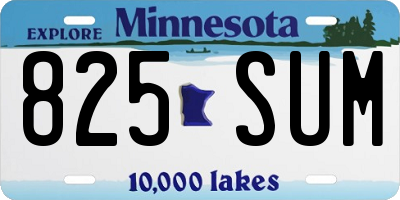 MN license plate 825SUM
