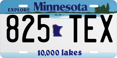 MN license plate 825TEX
