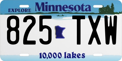 MN license plate 825TXW
