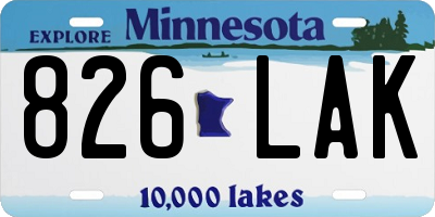 MN license plate 826LAK