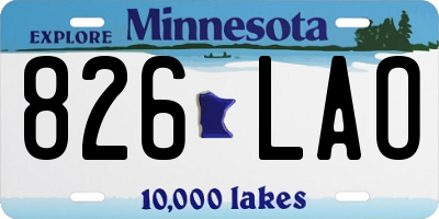 MN license plate 826LAO