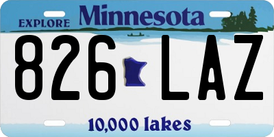 MN license plate 826LAZ