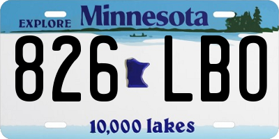 MN license plate 826LBO