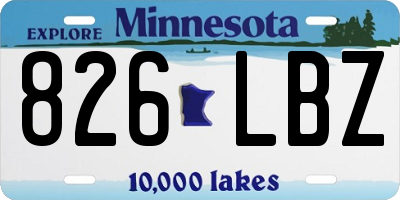 MN license plate 826LBZ