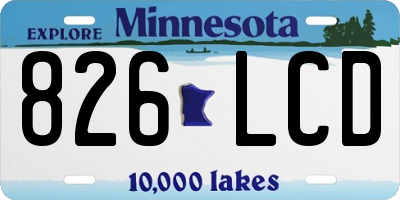 MN license plate 826LCD