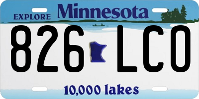 MN license plate 826LCO