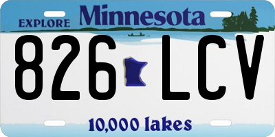 MN license plate 826LCV