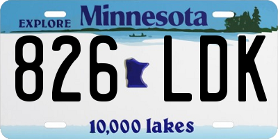 MN license plate 826LDK