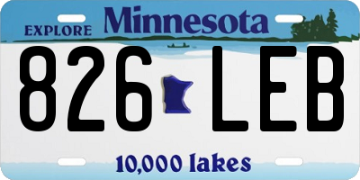 MN license plate 826LEB