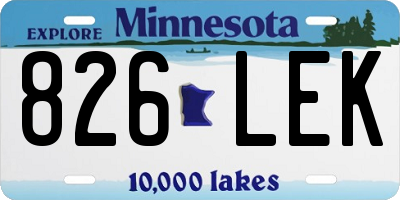 MN license plate 826LEK