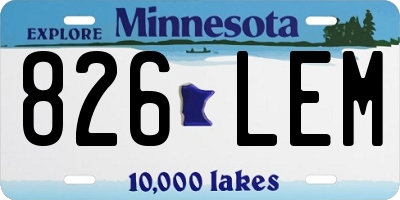 MN license plate 826LEM