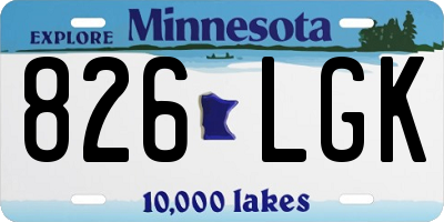 MN license plate 826LGK