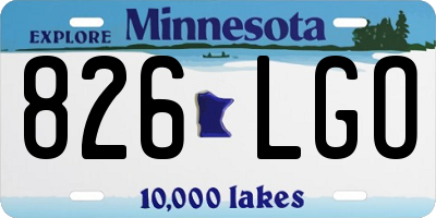 MN license plate 826LGO