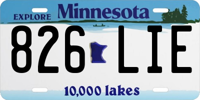 MN license plate 826LIE