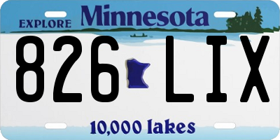 MN license plate 826LIX