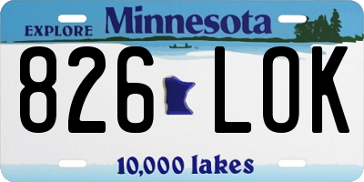 MN license plate 826LOK