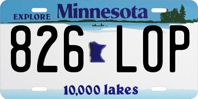 MN license plate 826LOP