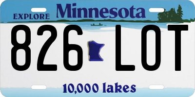 MN license plate 826LOT