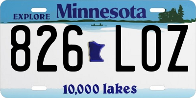 MN license plate 826LOZ