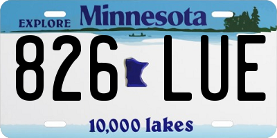 MN license plate 826LUE