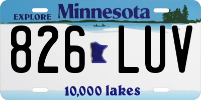 MN license plate 826LUV