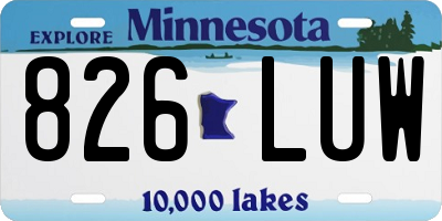 MN license plate 826LUW