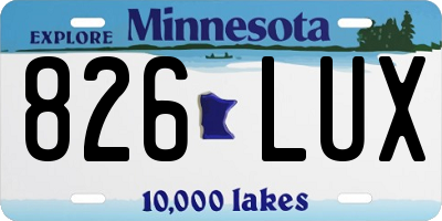 MN license plate 826LUX