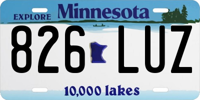 MN license plate 826LUZ