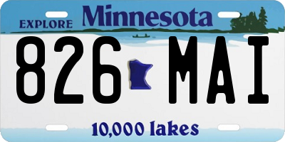 MN license plate 826MAI