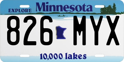 MN license plate 826MYX